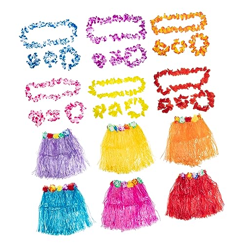 TOPPERFUN Hawaii Grasrock für Erwachsene – 6 Stück Kostüm für Strand und Tropenpartys 40cm Mehrfarbig für Hochzeiten und Abschlussfeiern von TOPPERFUN