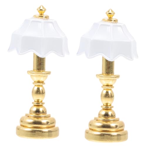 TOPPERFUN 6stücke Miniatur Lampe Für Dekoration Metall Tischleuchte Mit Weißem Lampenschirm Für Mini Landschaften Und Projekte von TOPPERFUN