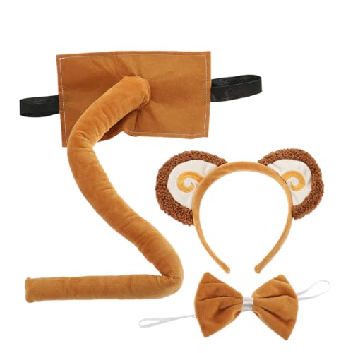 TOPPERFUN Affenohren Stirnband mit Fliege und Weiche Cosplay Tierkostüm Requisiten für Bühnenshows Fasching Geburtstagsparty und Karneval Bequeme Tier Haarreife Zubehör von TOPPERFUN