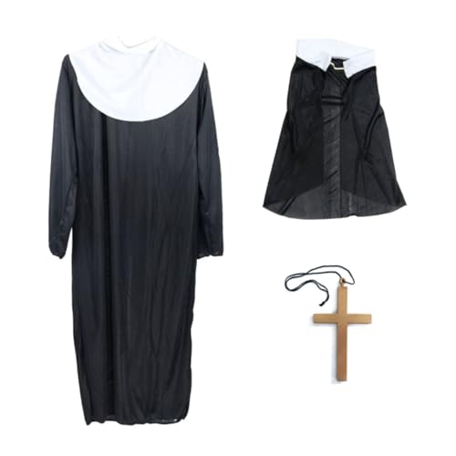 TOPPERFUN Anzug Kopfbedeckung Kostüm gotisch Halloweenkostüm Halloween-Cosplay Kostüme für Frauen Nonnen-Outfit Damen Nonnenkostüme für Damen -Halloween-Kostüm von TOPPERFUN