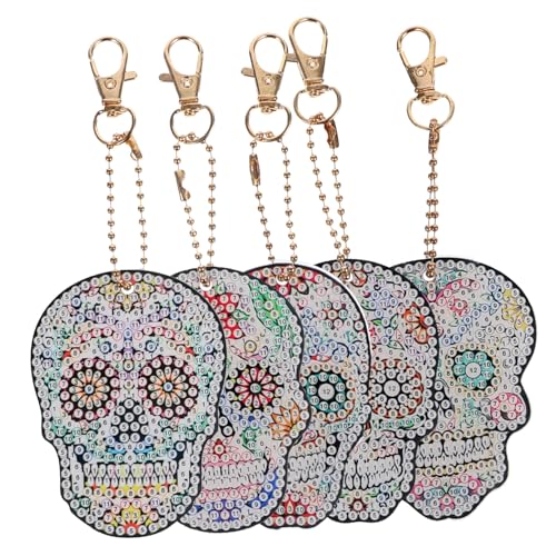 TOPPERFUN DIY Diamond Art Schlüsselanhänger Totenkopf Motiv Bastelset für Anfänger Individuelle Handarbeit Anhänger für Tasche und Schlüssel Kreative Geschenkidee von TOPPERFUN