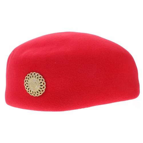 TOPPERFUN Damen Stewardess Mütze Rot Air Hostess Hut Einheitsgröße Ergonomisch Angenehm Für Kostüm Cosplay Bühnenauftritt von TOPPERFUN