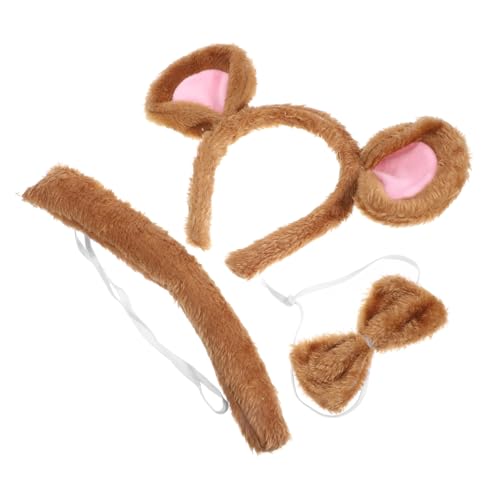 TOPPERFUN Dreiteiliges Maus-kostümset mit Plüsch-ohren Krawatte und Dekorativem Niedliches Tier-stirnband für Party-haaraccessoires Cosplay für Halloween Fasching und Geburtstagsfeiern von TOPPERFUN