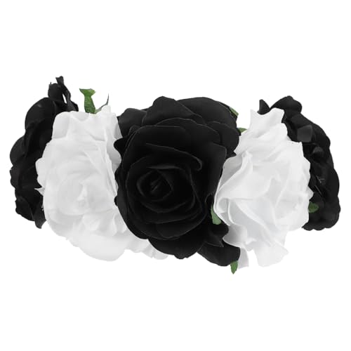 TOPPERFUN Elastisches Rosenblumen Haarband Halloween Stirnband Damen Kostüm Zubehör Festival Haarschmuck Party Geschenk von TOPPERFUN