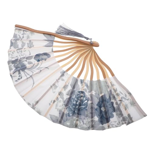 TOPPERFUN Faltbarer Handfächer aus Seidenstoff Chinesischer Vintage Tanzfächer mit Holzrahmen für Auftritte und Partys für Tänze Hochzeiten und Dekoration von TOPPERFUN