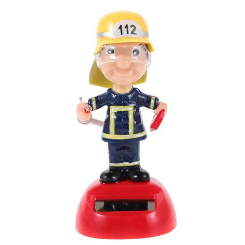 TOPPERFUN Feuerwehrmann Dekoration Feuerwehrmann Zubehör Für Auto Innenausstattung Dekoration Auto Ornamente Süßes Auto Ornament Solarbetriebene Feuerwehrmann Modellauto Figur Aus von TOPPERFUN