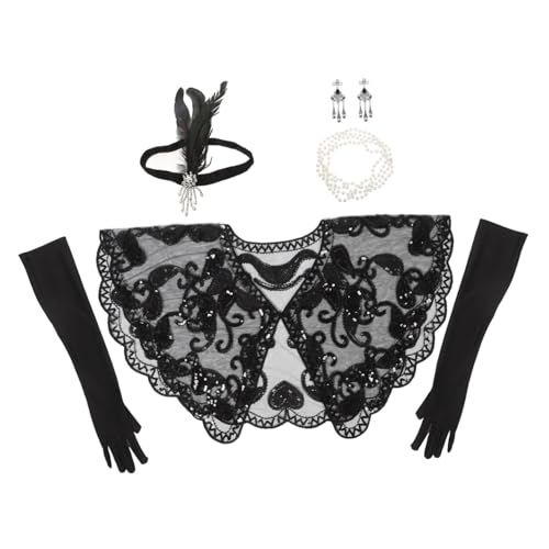 TOPPERFUN Flapper Kostüm Set mit Tanzkleid Eleganter Jahre Kopfschmuck und Vintage Accessoires für Frauen für Partys und Themenveranstaltungen von TOPPERFUN