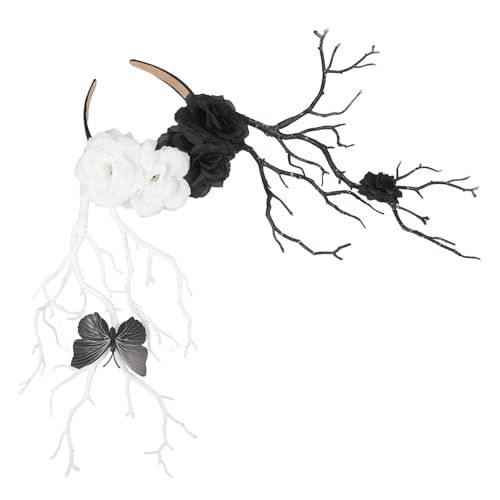 TOPPERFUN Gothic Rosen Haarreif Halloween Cosplay Kopfschmuck Leichtes Stirnband Damen Partyaccessoire für Kostümfest Karneval Tag der Toten Stilvolles Haarschmuck von TOPPERFUN