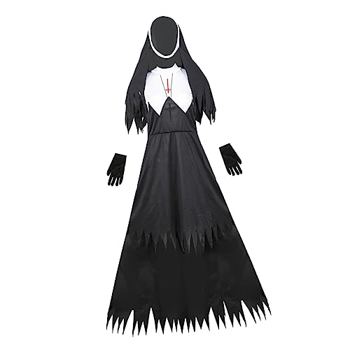 TOPPERFUN Gruseliges Nonnenkostüm für Damen Halloween Party Uniform mit Kopfschmuck Erwachsene Verkleidung für Gruselige und Themenpartys TOPPERFUN Gruseliges Nonnenkostüm für Damen Halloween Party Uniform mit Kopfschmuck Erwachsene Verkleidung für Gruselige und Themenpartys von TOPPERFUN