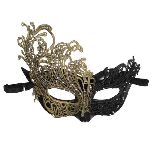 TOPPERFUN Halbgesichts-spitzenmaske Damen Stilvolle Maskerade für Karneval Halloween Party mit Verstellbarem Elastikband Schwarz-gold TOPPERFUN Halbgesichts-spitzenmaske Damen Stilvolle Maskerade für Karneval Halloween Party mit Verstellbarem Elastikband Schwarz-gold von TOPPERFUN