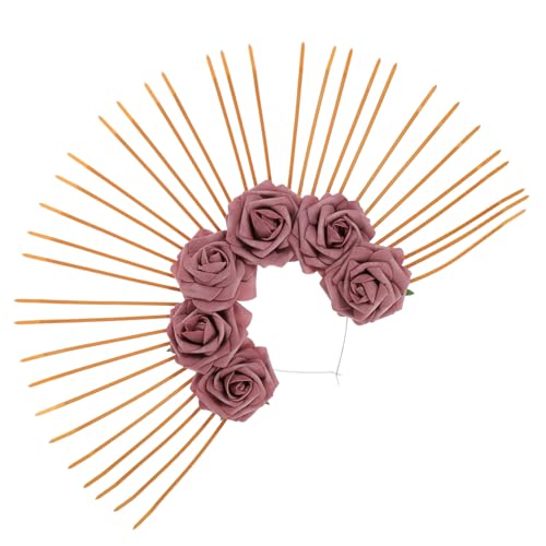 TOPPERFUN Halloween Haarreif mit Großer Rosenblüte Ausgefallenes Blumenkranz Stirnband für Damen Party Bühnenkopfschmuck Bequem für Halloween-fest Cosplay und Brautmode Geeignet von TOPPERFUN