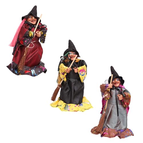 TOPPERFUN Halloween Hexenpuppen Teilig Kreative Partydekoration mit Besen Hochwertige und Holzmaterialien zum Aufhängen an Türen Wänden Bäumen für Halloween Party und von TOPPERFUN