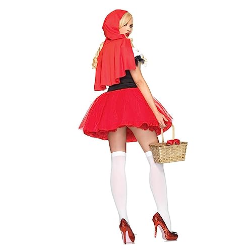 TOPPERFUN Halloween Kostüm Mädchen Rotes Cosplay Outfit mit Kapuzenumhang Off Shoulder Kleid Weiches Bequemes Partykleid für Fasching Karneval Verkleidung und Maskerade von TOPPERFUN