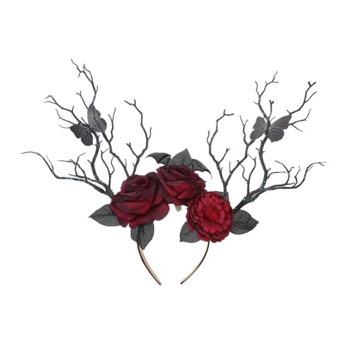 TOPPERFUN Halloween Stirnband Gothic Rosen Haarreif Leicht und Robust für Damen und Mädchen Wiederverwendbares Kopfschmuck-accessoire für Halloween Cosplay und Kostümpartys von TOPPERFUN