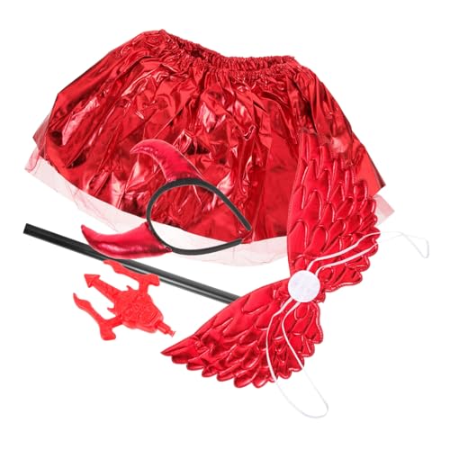 TOPPERFUN Halloween Teufel Kostüm mit Roter Tutu Rock Teufelshörner Haarreif und Roten Teufelsflügeln Komfortable Cosplay Accessoires für Karneval Fasching und Mottoparty TOPPERFUN Halloween Teufel Kostüm mit Roter Tutu Rock Teufelshörner Haarreif und Roten Teufelsflügeln Komfortable Cosplay Accessoires für Karneval Fasching und Mottoparty von TOPPERFUN