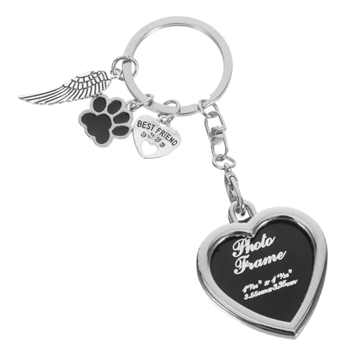 TOPPERFUN Haustier -Fotorahmenschlüsselkette Pet Remembrance Frame Bild Schlüsselanhänger Foto einfügen Keychain Erinnerung an den Hund Hunde-Gedenkschmuck Zinklegierung Silver von TOPPERFUN
