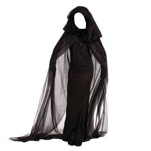TOPPERFUN Hexenbewegungsanzug Vampir-cosplay-kostüm Hexenkostüm Gotisch Kostümfrauen Schwarze Horrorrobe Geisterkostüm Halloween Hexenkleid Mädchen Schwarzes Kleid Vampir Kostüm Damen von TOPPERFUN