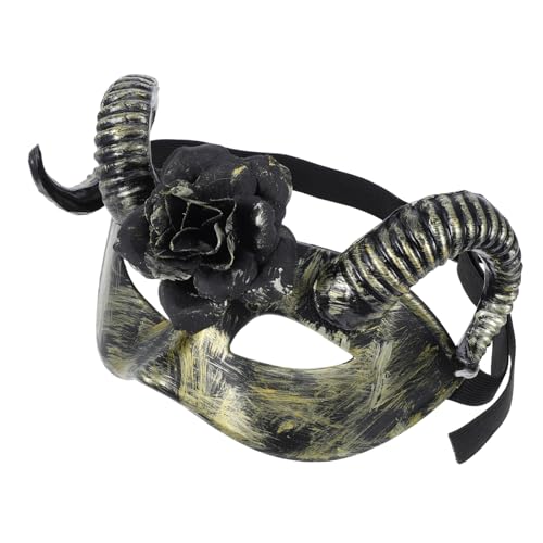 TOPPERFUN Hörnermaske Blumen Cosplay-maske Mit Schafschädel Halloween Ziegenschädelmaske Maskerade-maske Für Männer Cosplay-schädelmaske Gruselige Maskerade Golden Plastik von TOPPERFUN