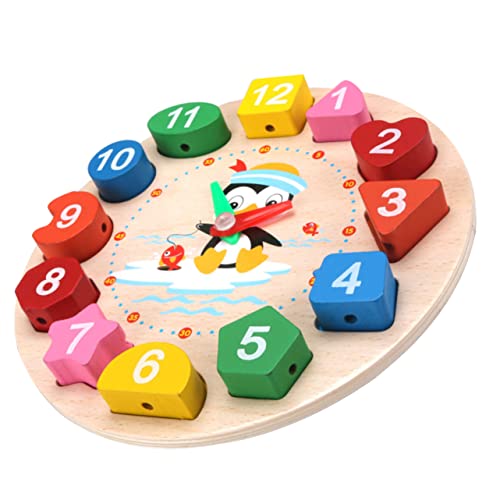 TOPPERFUN Holz Uhr Lernspielzeug für Interaktive und Formsortierung mit Pinguin für Frühe Bildung zum Lernen für Kleinkinder Jahre von TOPPERFUN