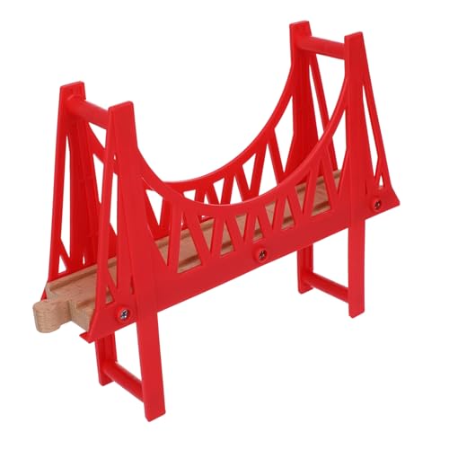 TOPPERFUN Holz- -Zug Bahngleis hölzerne Zugspuren hölzerne Eisenbahnbrücke Plarail-Gleis Eisenbahntunnel aus Holz hölzerner Zug Modell y Holzstrecke Schienen Holzzüge Plastik rot von TOPPERFUN