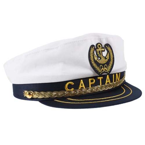 TOPPERFUN Kapitänsmütze für Cosplay Einstellbare Matrosenmütze für Damen und Herren Stilvolles Party Zubehör für Mottopartys und Alltagsgebrauch Weiße Yacht Hut TOPPERFUN Kapitänsmütze für Cosplay Einstellbare Matrosenmütze für Damen und Herren Stilvolles Party Zubehör für Mottopartys und Alltagsgebrauch Weiße Yacht Hut von TOPPERFUN