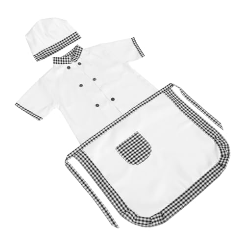 TOPPERFUN Kochkostüm mit Kurzarm Schürze und Chefkochmütze Atmungsaktiv mit Tasche zum Verstauen für Rollenspiele und Backspaß für Vorschulkinder von TOPPERFUN