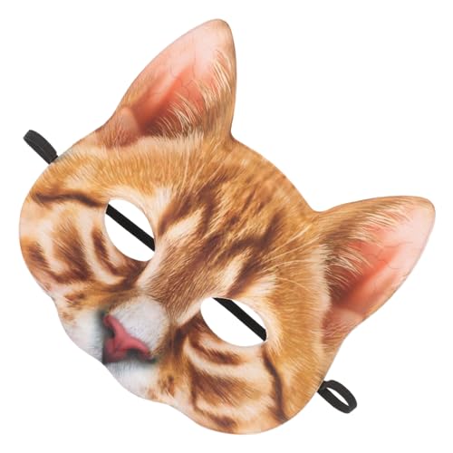 TOPPERFUN Lustige Katzenmaske Halbgesichts Cosplay aus EVA und Stoff Unisex Kostüm für Halloween Karneval Maskenball und Party Auffälliges Design in Orange für Damen und Herren von TOPPERFUN