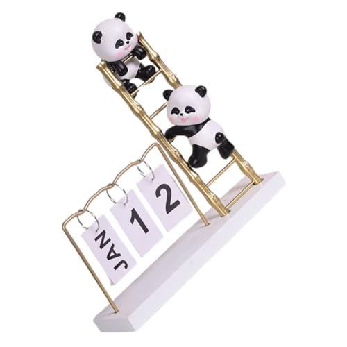 TOPPERFUN Perpetual Flip Desk Calendar Panda Ornament Retro Stil Kompakter Manueller Tischkalender Ästhetische Schreibtischdekoration für Zuhause und Büro von TOPPERFUN