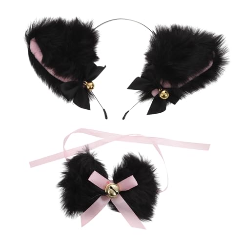 TOPPERFUN Plüsch Katzenohren Stirnband mit Spitzen Schleife und Glocke Weiches Cosplay Haarreif für Mädchen Bequemes Party Accessoire für Kostüm und Alltag Design TOPPERFUN Plüsch Katzenohren Stirnband mit Spitzen Schleife und Glocke Weiches Cosplay Haarreif für Mädchen Bequemes Party Accessoire für Kostüm und Alltag Design von TOPPERFUN