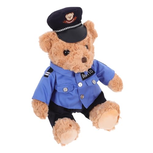 TOPPERFUN Polizeibärenpuppe ausgestopft Kind Bärendekor Personal Kuscheltiere für Mädchen Säuglingsspielzeug simulieren Stofftier Bär Kuscheltiere Bär klein tragen Plüsch von TOPPERFUN