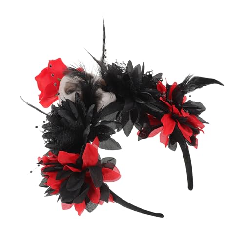 TOPPERFUN Realistisches Blumenkronen Haarreif mit Totenkopf Design für Frauen Vielseitiges Halloween und Karneval Accessoire für Day Of The Dead Festivals und Cosplay Partys von TOPPERFUN