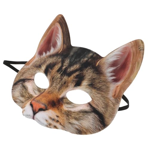 TOPPERFUN Unisex Fun Halbes Gesicht Cosplay Katzenmaske für Halloween Karneval Maskenball mit Lustigem Design Langlebig aus EVA und Stoff von TOPPERFUN