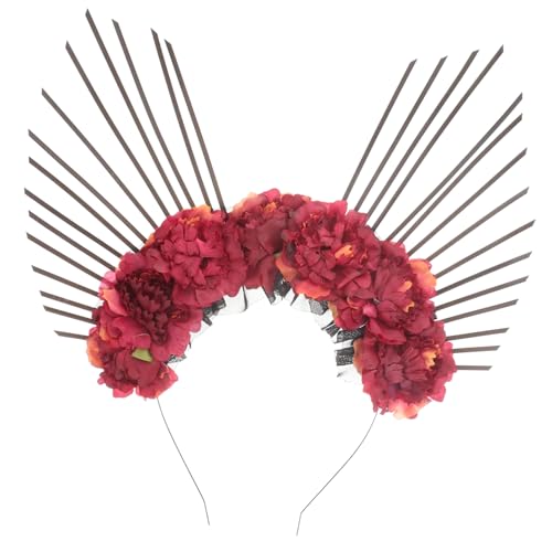 TOPPERFUN Vintage Schwarzes Blumen Haarband für Heiligenschein Haarschmuck Stirnband für Partys und Feste Leicht und Bequem für Fotos und Feiern von TOPPERFUN