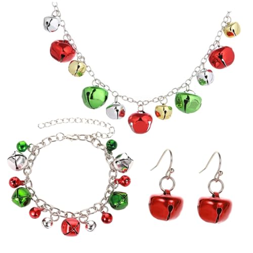 TOPPERFUN Weihnachtliches Schmuckset Kupfer Glocken Halskette Armband Ohrschmuck Bunt Party Schmuck für Mädchen Langlebig Hautfreundlich TOPPERFUN Weihnachtliches Schmuckset Kupfer Glocken Halskette Armband Ohrschmuck Bunt Party Schmuck für Mädchen Langlebig Hautfreundlich von TOPPERFUN