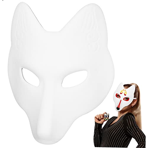 TOPPERFUN Weiße Fuchsmaske Handbemalt DIY Maske für Halloween Kostümpartys Cosplay Elastisches Band Kreative Gestaltung für Erwachsene TOPPERFUN Weiße Fuchsmaske Handbemalt DIY Maske für Halloween Kostümpartys Cosplay Elastisches Band Kreative Gestaltung für Erwachsene von TOPPERFUN