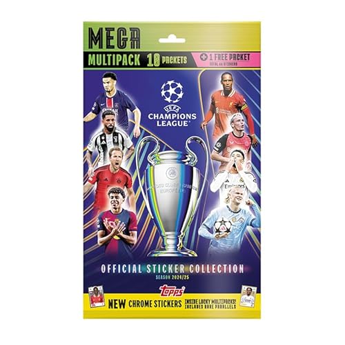 TOPPS UCL Mega-Multipack-Aufkleber 24-25, Mehrfarbig, Cartoon, Papierrechteckig, Glänzend, Indoor, Sammelalbum, Einmalgebrauch von TOPPS