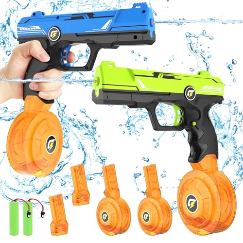Elektrische Wasserpistole für Kinder und Erwachsene, 2 Stück Wasserspritzpistole Max Reichweite 32 FT, Leistungsstarke Wassersprüher mit 450CC + 58CC Große Kapazität für Sommer Pool Beach Elektrische Wasserpistole für Kinder und Erwachsene, 2 Stück Wasserspritzpistole Max Reichweite 32 FT, Leistungsstarke Wassersprüher mit 450CC + 58CC Große Kapazität für Sommer Pool Beach von TOPRCBOXS