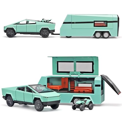 TOPRON Tesla Cybertruck Modellauto,Cyber Truck Spielzeug mit Wohnmobil,Strandmotorrad,1:32-Modellbausatz für Pickup-Anhänger aus Druckgusslegierung mit Licht und Sound,für Kinder ab 3 Jahren (Grün) TOPRON Tesla Cybertruck Modellauto,Cyber Truck Spielzeug mit Wohnmobil,Strandmotorrad,1:32-Modellbausatz für Pickup-Anhänger aus Druckgusslegierung mit Licht und Sound,für Kinder ab 3 Jahren (Grün) von TOPRON