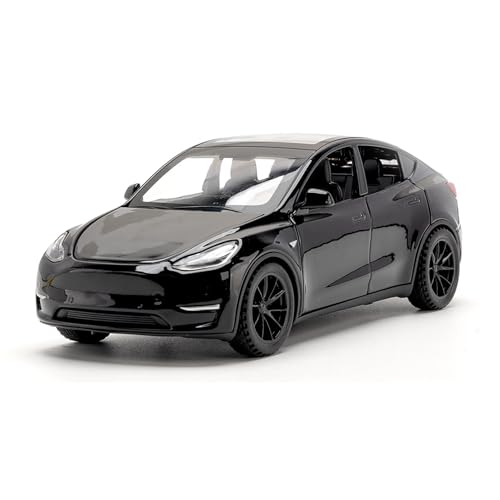 TOPRON Tesla Model Y 1:32 Maßstab Modellauto,Druckguss-Legierung Elektronisches Spielzeug mit Rückziehfunktion, mit Lichtern und Musik, Mini-Fahrzeugspielzeug als Geschenk für Kinder(Schwarz) von TOPRON