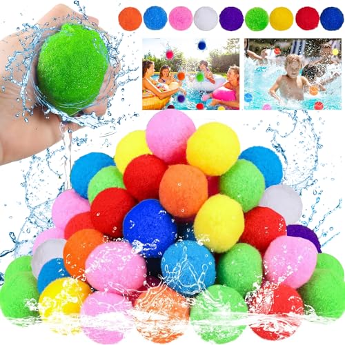 Softball Wasserbomben,45 Stück Wasserbomben Wiederverwendbar,Splash Balls,Splash Wasserbomben,Wasserbomben Splash Bälle,Wasserball Wiederverwendbar,Splash Wasserbälle für Kinder Erwachsene Wasserspaß von TOPRUNYI