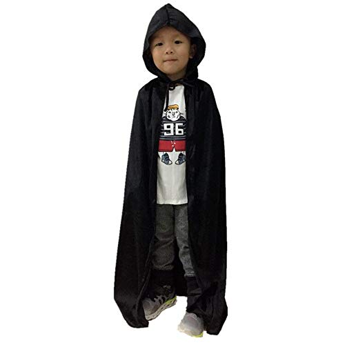 TOPWAYS® Umhang mit Kapuze Lange SAMT Cape Vampir Kostüm Halloween Kinder Unisex, Kostbares Cosplay-Kleid Umhang Alter für 3-7 Jahre (Schwarz) von TOPWAYS