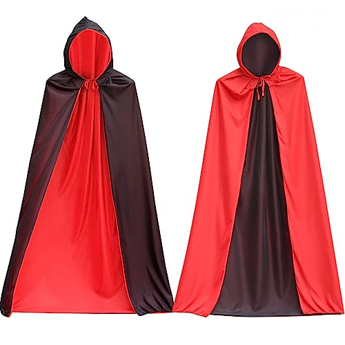 TOPWAYS Kinder Umhang für Halloween Party, schwarz-rot zweiseitige Kapuzenumhänge für Halloween Cosplay für Kinder Alter 7 bis 9 Jahre alt(1,55m schwarz-roter Umhang TOPWAYS Kinder Umhang für Halloween Party, schwarz-rot zweiseitige Kapuzenumhänge für Halloween Cosplay für Kinder Alter 7 bis 9 Jahre alt(1,55m schwarz-roter Umhang von TOPWAYS