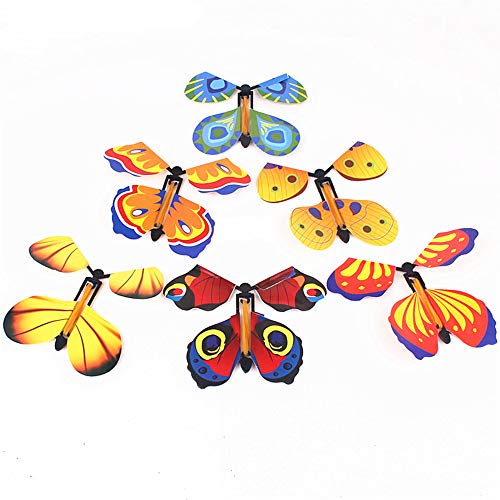 TOPWAYS Magische fliegende Schmetterlingskarte, Uhrwerk-Schmetterlingskarte, fliegendes Gleiter, Geburtstag, Jahrestag, Hochzeit, Überraschungsspielzeug, Geschenkkarte (zufällige Farbe), 6 Stück von TOPWAYS