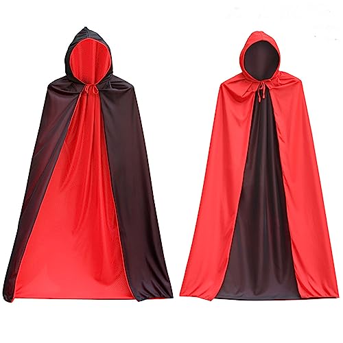 TOPWAYS Kinder Umhang für Halloween Party, Schwarz-rot zweiseitige Kapuzenumhänge für Halloween Cosplay für Kinder Alter 4 bis 6 Jahre alt(1,25 m schwarz-roter Umhang) TOPWAYS Kinder Umhang für Halloween Party, Schwarz-rot zweiseitige Kapuzenumhänge für Halloween Cosplay für Kinder Alter 4 bis 6 Jahre alt(1,25 m schwarz-roter Umhang) von TOPWAYS