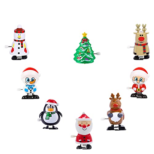 TOPWAYS Weihnachten Nette Wind Up Spielzeug, 8pcs Weihnachtsuhr Spielzeug für Kinder Weihnachtsfeier, Geburtstagsfeier, (B) von TOPWAYS