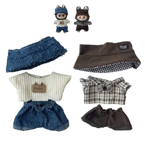 TOPtoper Puppenkleidung für Labubu, 2 Outfit-Sets für 17 cm große LA BU BU, stilvolle, Bezaubernde Puppenkleidung und Accessoires für Jungen und Mädchen (ohne Puppe) (Stil 2) von TOPtoper