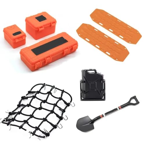 RC Autoteile Für Axial Für SCX10 Für TRAXXAS Für TRX4 5 STÜCKE 1/10 Sandleiter-Aufbewahrungsbox Gepäcknetzschaufel Für Tankdekoration RC Crawler Car(Orange) von TOQPCZA