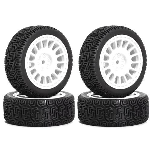 RC Räder Für Tamiya Für TT01 Für TT02 Für XV01 Für HSP Für HPI Für Kyosho Für Traxxas Für WLtoys 12mm Hex RC Rad Und Gummireifen OD 68mm 1/10 On-Road Tourenwagen(White) von TOQPCZA