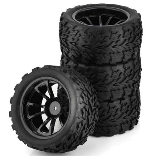 RC Räder Für Traxxas Für Arrma Für Redcat Für HSP Für Tamiya 4Pcs 118MM 1/10 RC Für Buggy Reifen Reifen Rad Schaum Einsatz 12Mm Hex(Black) von TOQPCZA
