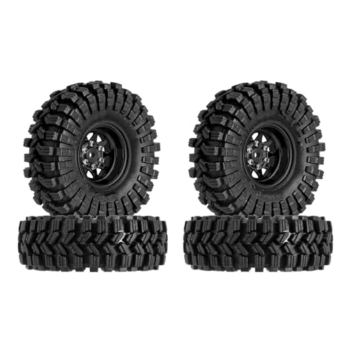 TOQPCZA RC Räder Für Axial Für SCX24 Für FMS Für FCX24 Für TRX4M 1,0 "Beadlock Rad 3,78mm Negative Offset Felgen Reifen Set Für 1/18 1/24 RC Crawler Auto(W1004BK-T1014) von TOQPCZA
